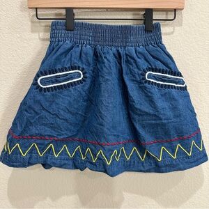 Stella McCartney Youth Denim Skirt with Embroidered Accents